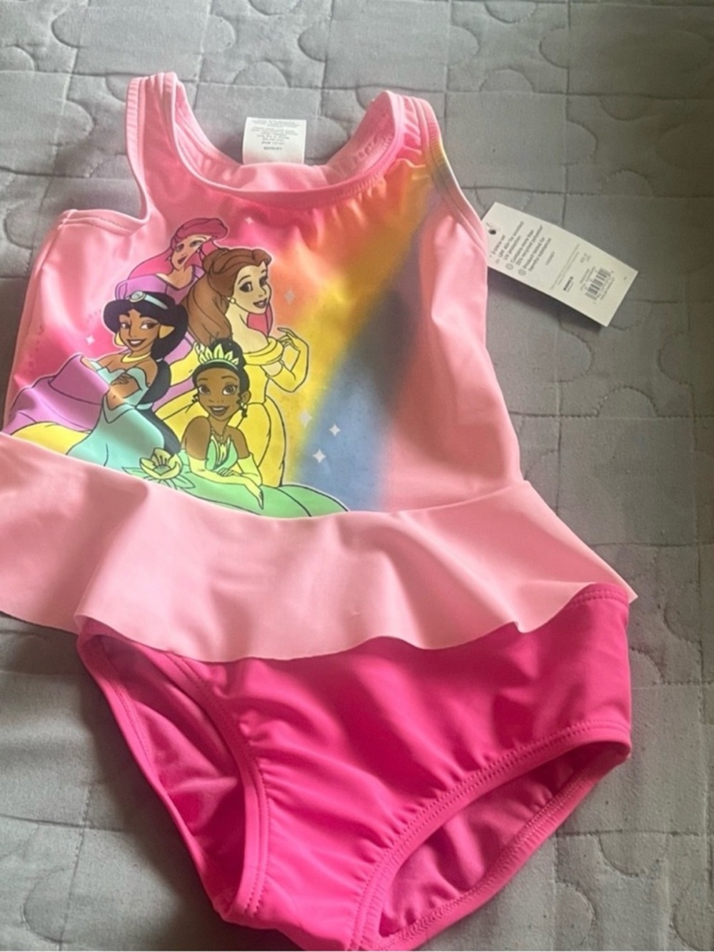 Girls Pink Princess Peplum Swim Suit - Disney Princess